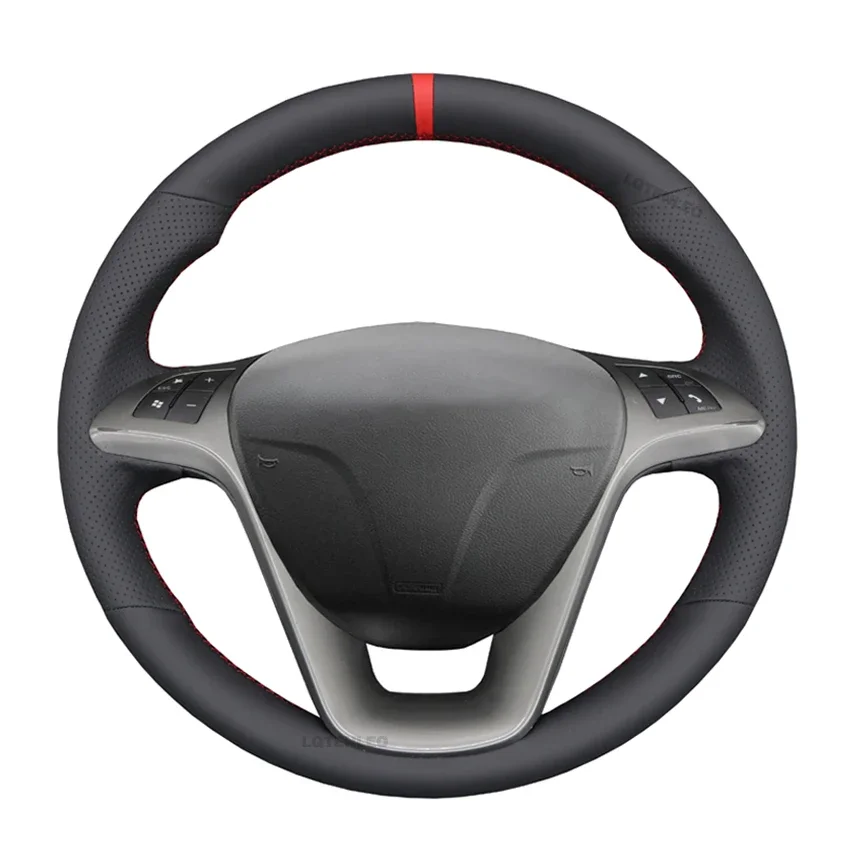 Black Faux Leather Car Steering Wheel Cover for Lancia Delta 2008-2015 Ypsilon 2011-2024 Chrysler Delta 2011-2014