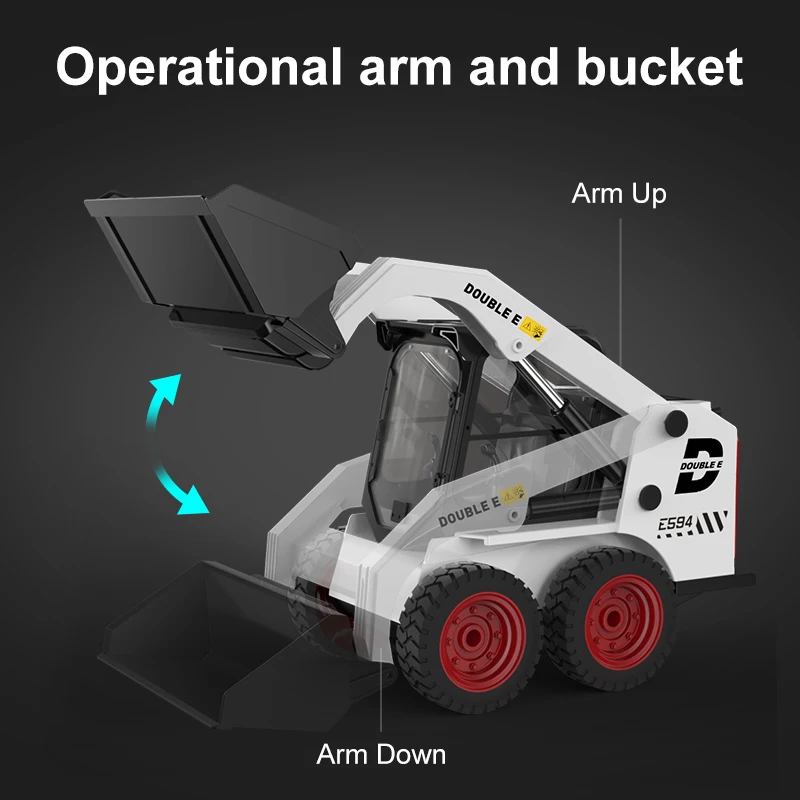 RC Excavator Double E E594 1:14 2.4G Remote control Truck Slip Loader Digging Bucket 360 Rotation High Low Speed Engineer Toy