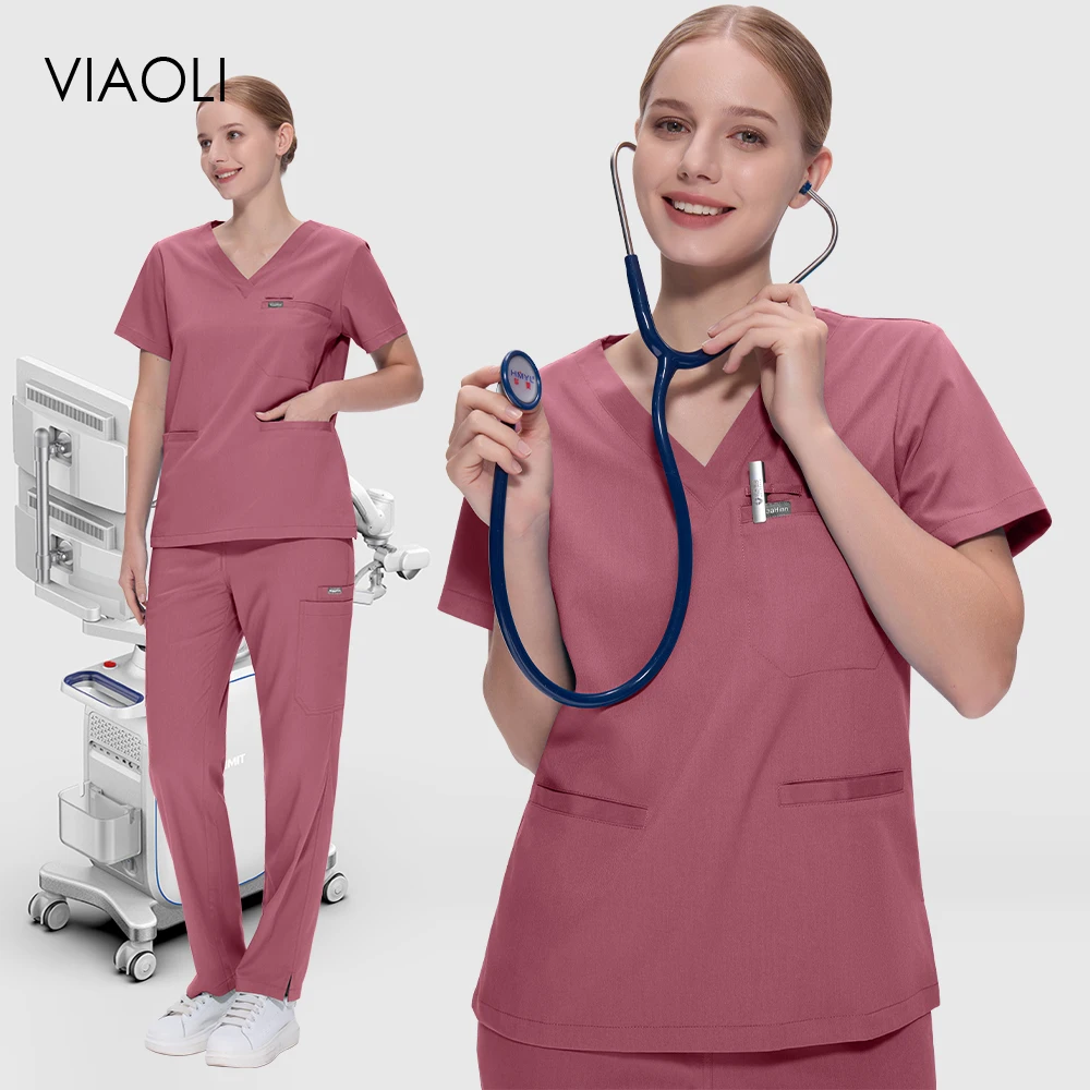 

New Clinical Workwear Hospital Surgical Uniform Medical Scrubs Set Women Men Dental Surgery Suit Beauty Work Clothes Accessories