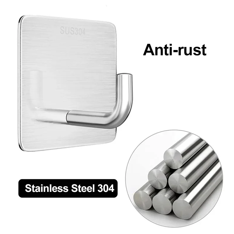 Elephant Nose Hook Stainless Strong Load Bearing Hook Household Kitchen Multifunctional Bathroom Practical Accessories 2/4/6pcs