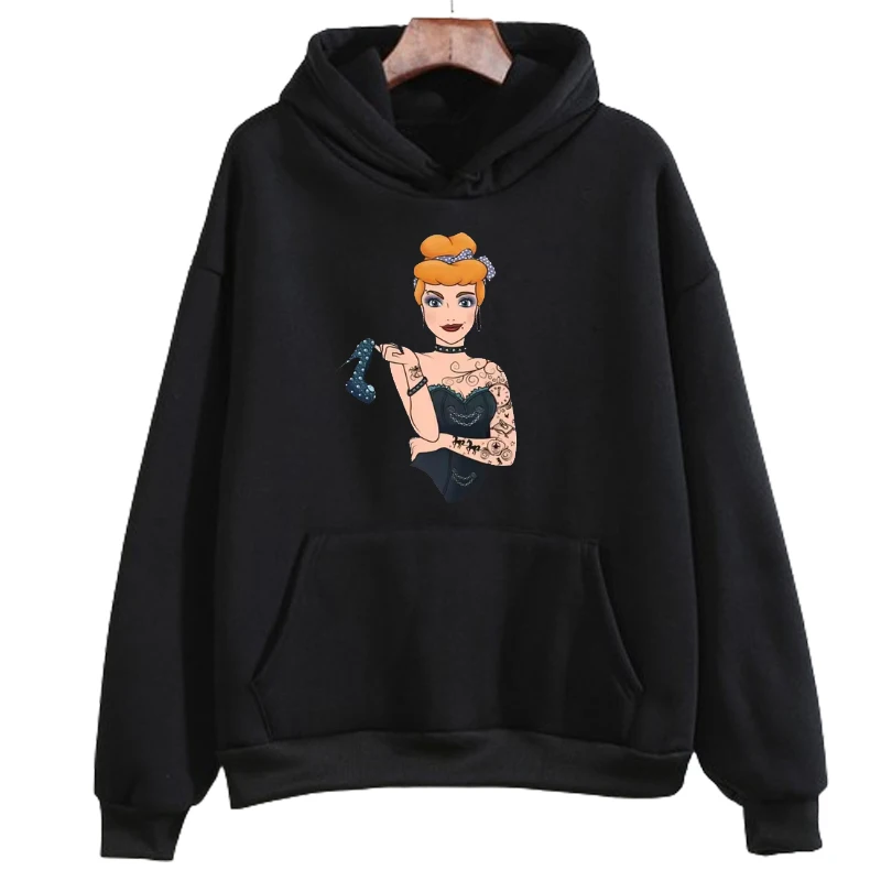 Hoodies for Women Fashion Punk Princess Graphic Printed Sweatshirt Streetwear O-Neck Clothes Kawaii Disney Feamle Pullover Tops