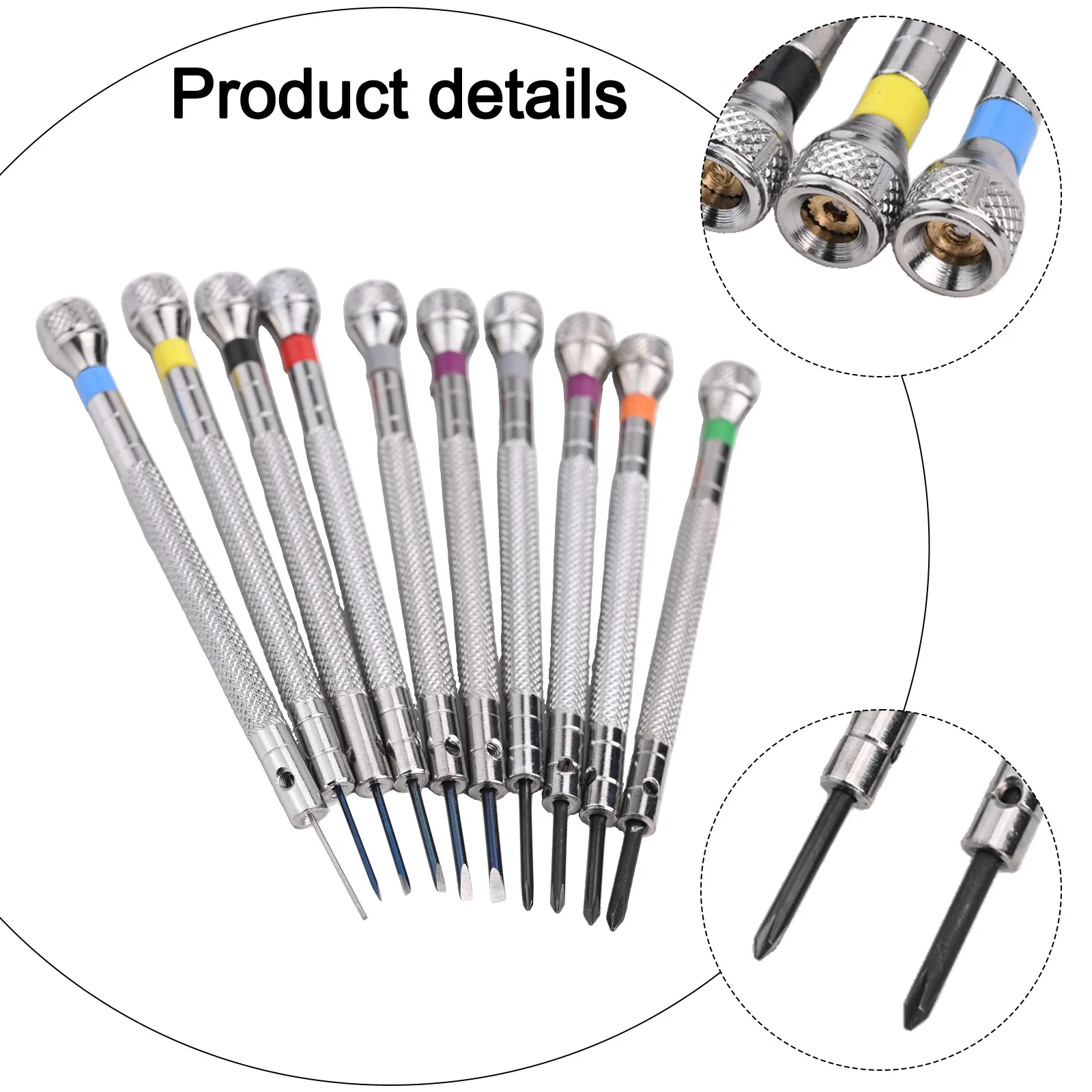 10pcs Precision Watchmaker Screwdriver Set Glasses Repair Screwdriver 0.6-2.0mm Stainless Steel Metric Round Head Screwdriver