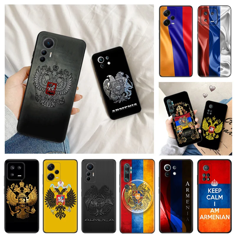 Ultra Thin Russia Armenia Flag Black Phone Case for Redmi Note13 4G 12s 12c 13c Xiaomi 13 12 Lite 12x 12t Pro Note12 Cover