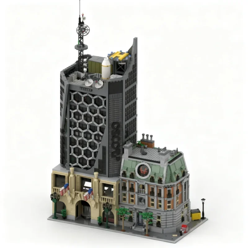 

5595PCS MOC Super Hero Movie Amazing Spider Oscorp Tower Castle Model Custom Building Blocks Technology DIY Creative Assembly
