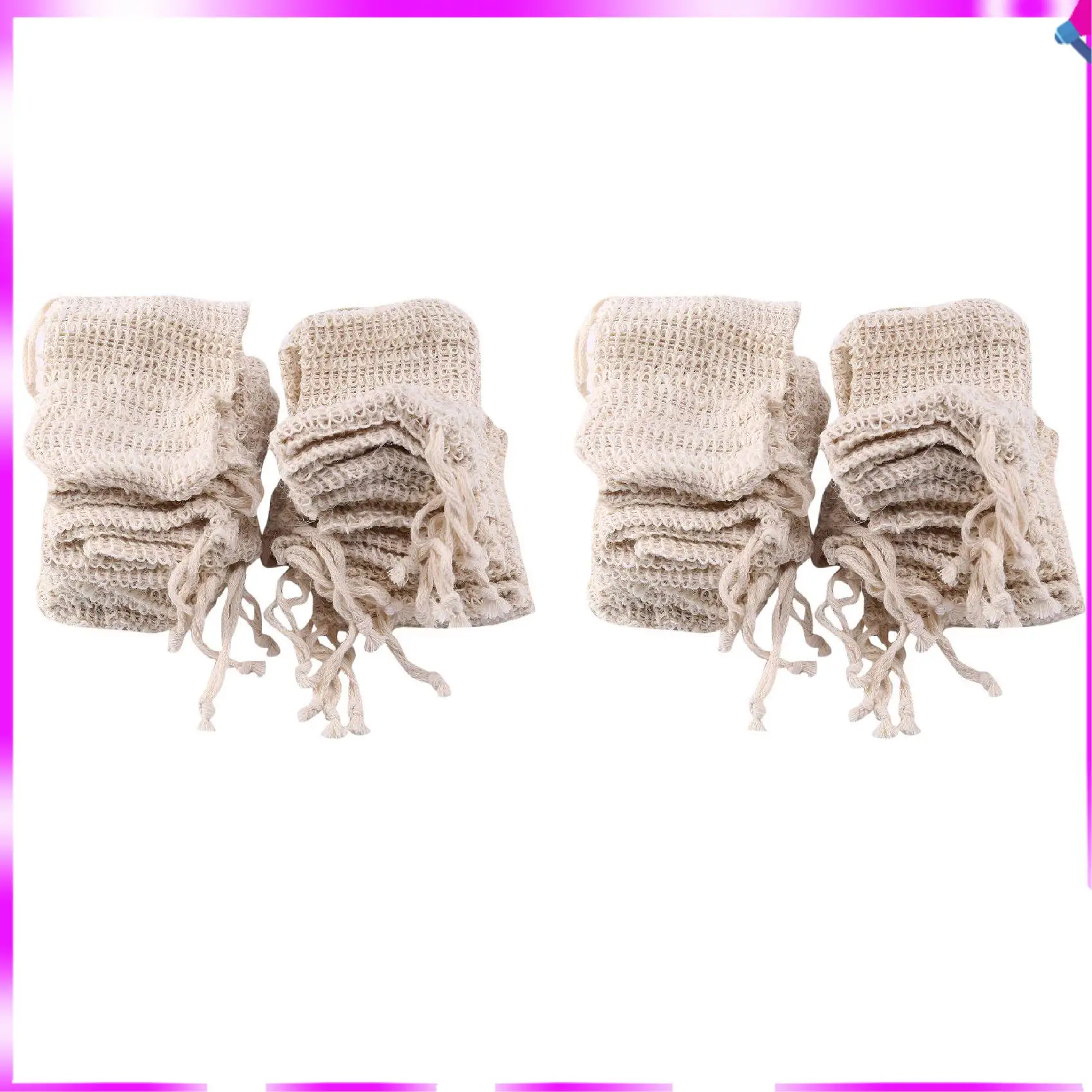 

N96R 60 Pack Natural Sisal Soap Bag Exfoliating Soap Saver Pouch Holder