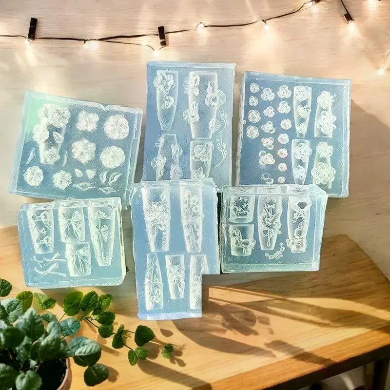 3DフラワーシリコンネイルモールドスイートボウローズネイルテンプレートDIYネイルアートデコレーションスタンピングプレートマニキュアデザインツール