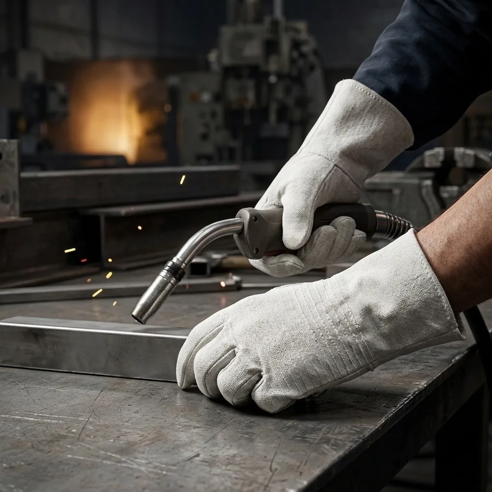 Double Layer Canvas Welding Gloves 9.45in Long 14cm Palm Width 12cm Finger Section for Consistent Fit and Safety