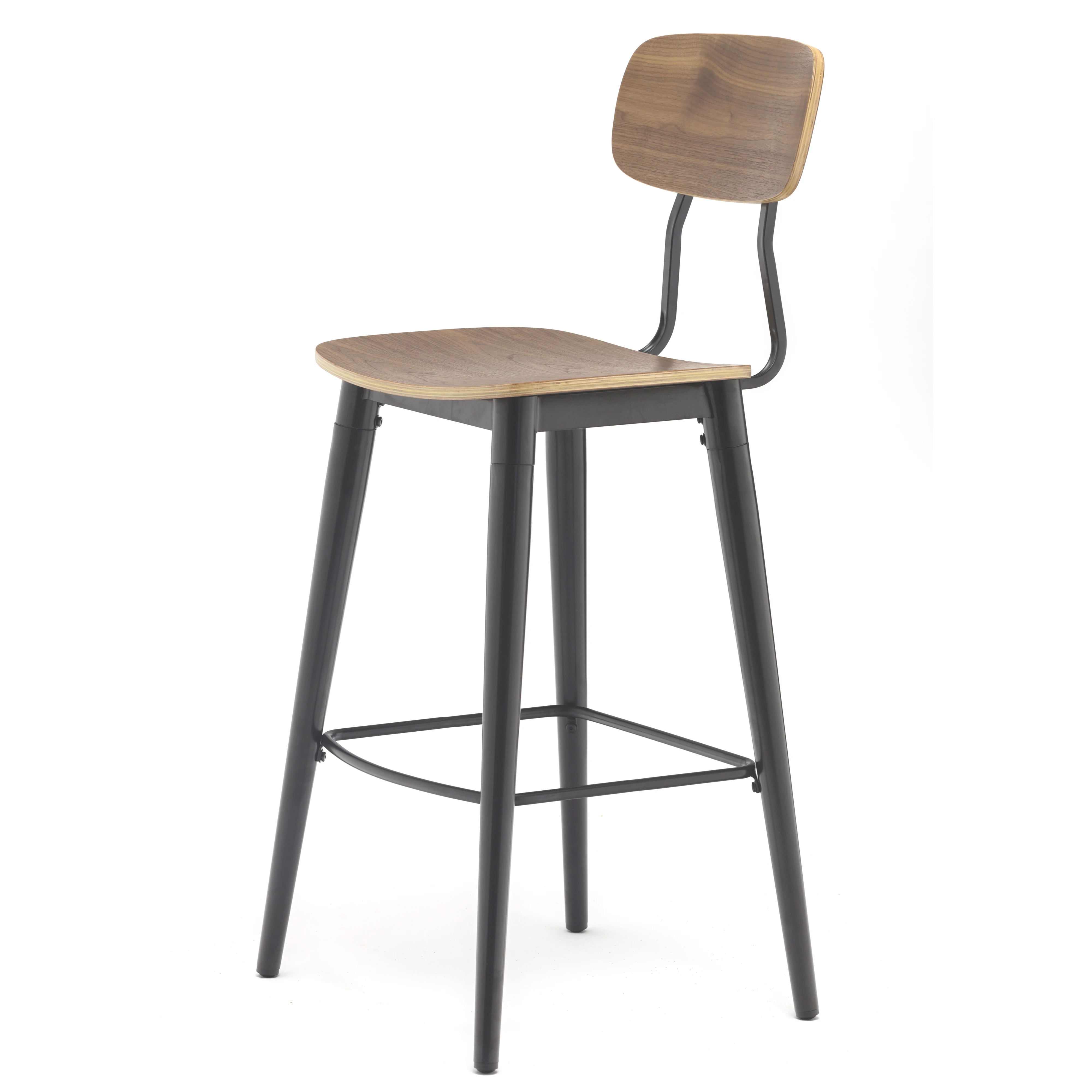 

Modern High Chair Bar Stool in Wooden Seat and Wooden Back for Restaurant Cafe Home Kitchen