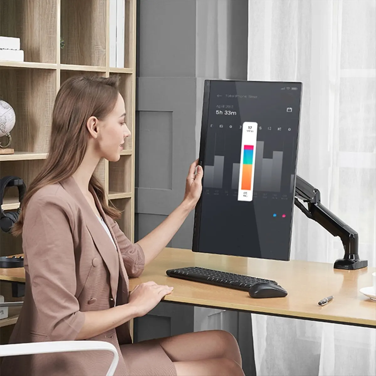 A55T F80 Desktop Spring Monitor Arm 17-32inch LCD LED Monitor Holder Mount Arm Full Motion Display Stand Loading 2-9 Kgs B