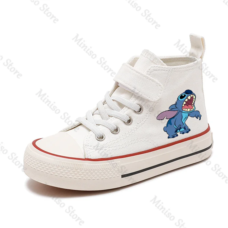 Leinwand Kinder drucken Sport Jungen Tennis schuhe Kinder Mädchen Lilo Stich Mädchen High-Top Disney Casual Cartoon Komfort Schuhe