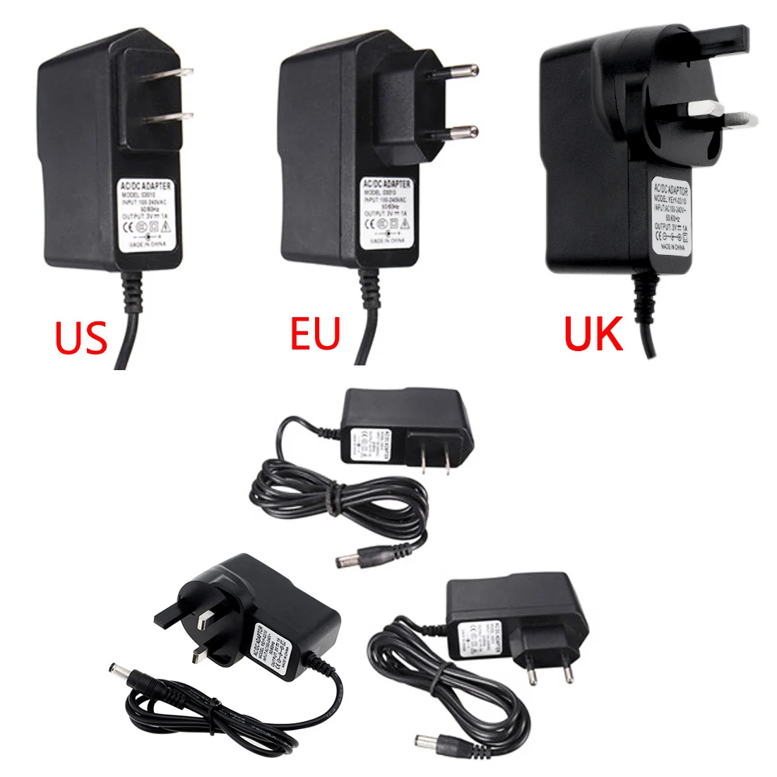 1A Universal Power Adapter AC/DC 3V / 8.4V Power Supply Adapter 100-240 AC Charger US / UK / EU Plug Optional