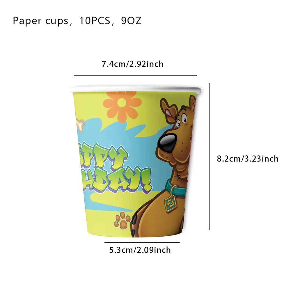 Niedliche Hunde-Geburtstagsparty-Dekoration Einweggeschirr Scooby Geburtstag Einweg-Tischdecke Teller Becher Babyparty Kinder-Partyzubehör – Detail 7
