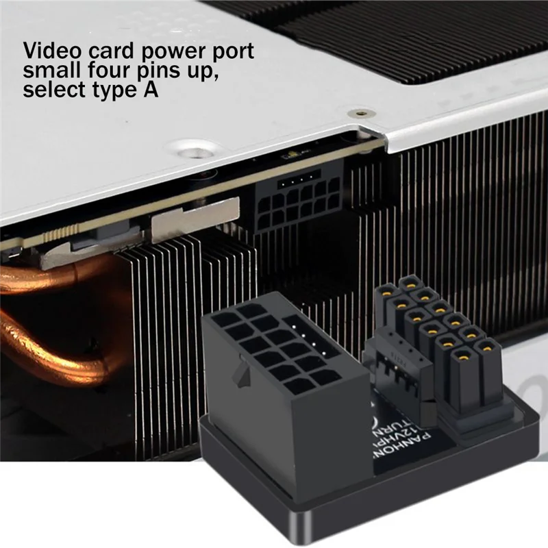 Tarjeta gráfica PCIE5.0 ATX3.0 fuente de alimentación 12VHPWR 12 + 4 16P 600W macho a hembra conector adaptador de 180 grados negro