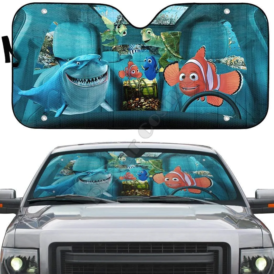 Turtle/Shark/Octopus 3D Printed Car sunshade Auto Sun Shade for Car Truck Decor Windshield Sunshade,Blocks UV Rays Sun