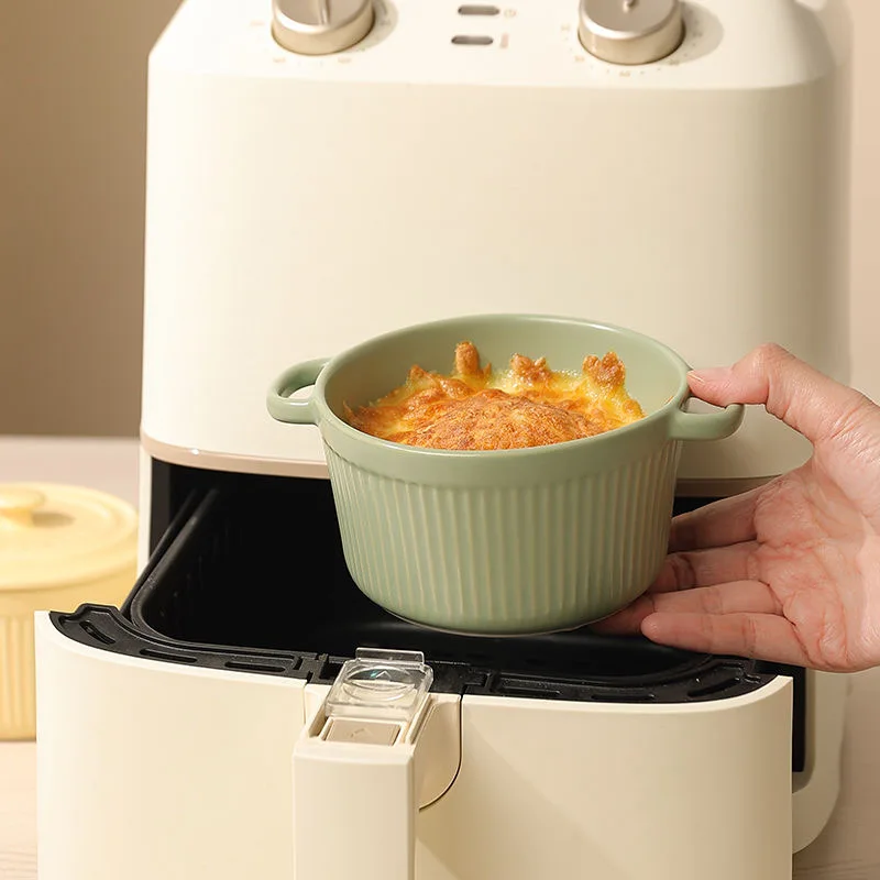 وعاء بيض مزدوج الأذن مع غطاء ، وعاء الحساء السيراميك ، بيضة على البخار الطفل ، كوب الحلوى ، الحلوى ، خاصة ، المنزلية ، ماكرون