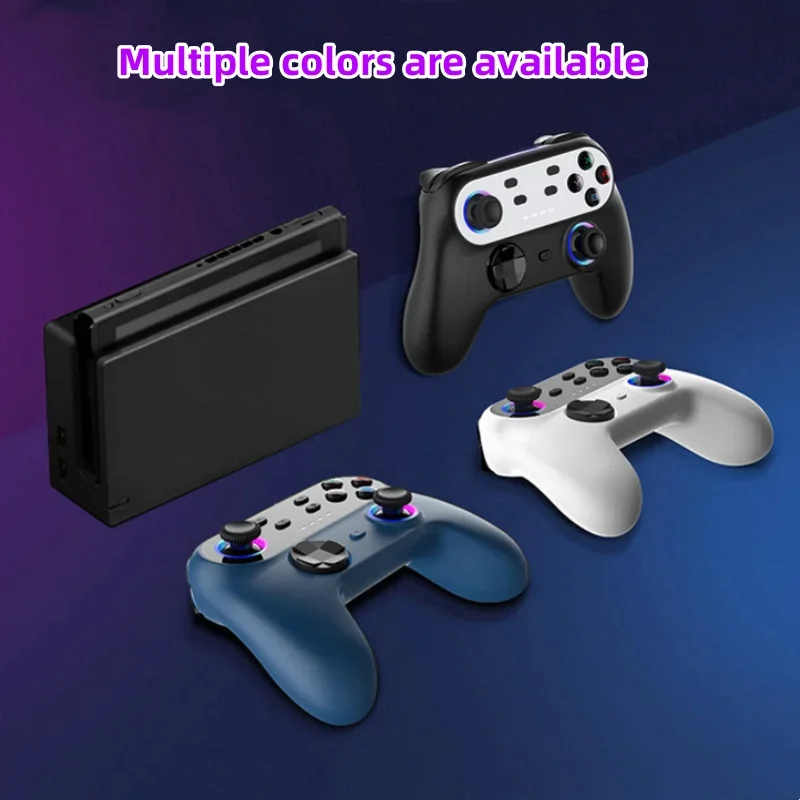 Drahtloser Gamepad-Controller mit Turbo, 6-Aisx, Programmierung, RGB-Beleuchtung, Dual-Vibration für Switch/Xinput/Dinput/PS3/Android