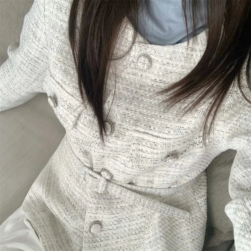 Nowe damskie kurtki wiosenno-jesienne, modny kardigan w stylu wiatru, luźny płaszcz z paskiem, teksturowany, elegancki, casualowy damski garnitur, płaszcz, top.