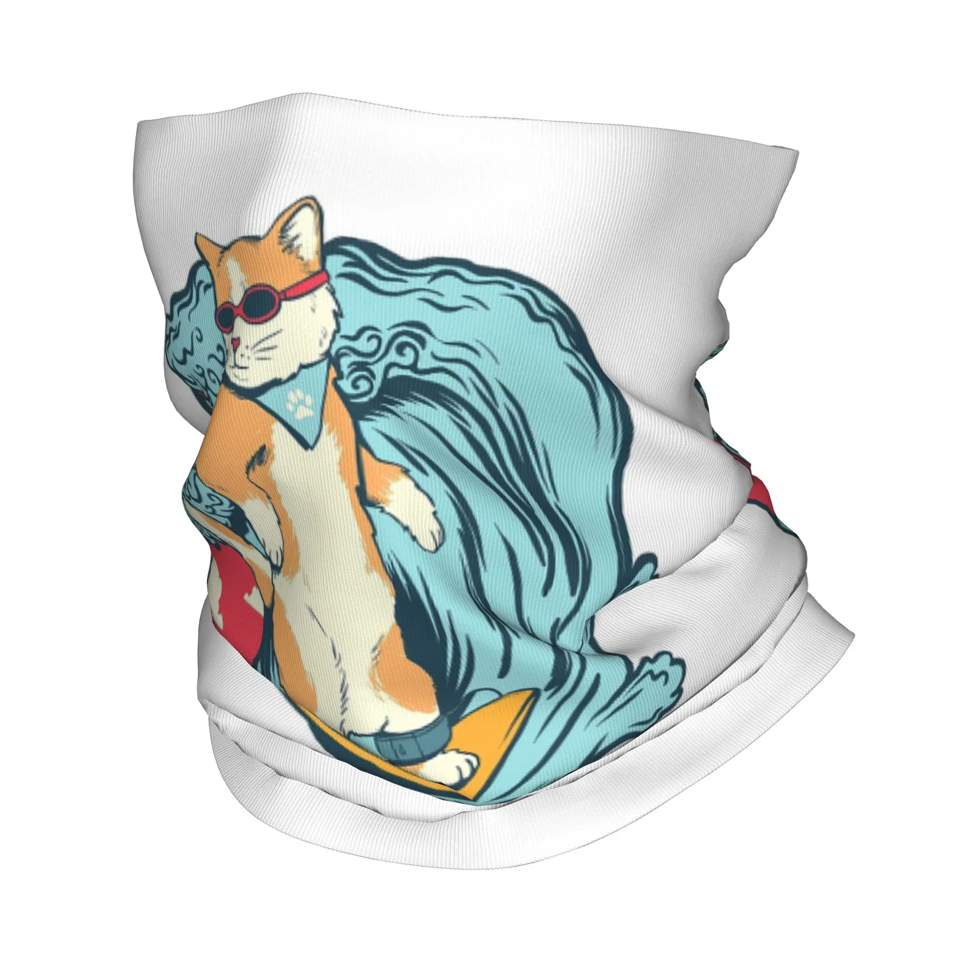 

Surfing Cat Kitty Surfer Bandana Neck Gaiter Printed Magic Scarf Multi-use Headwear Riding For Men Women Adult