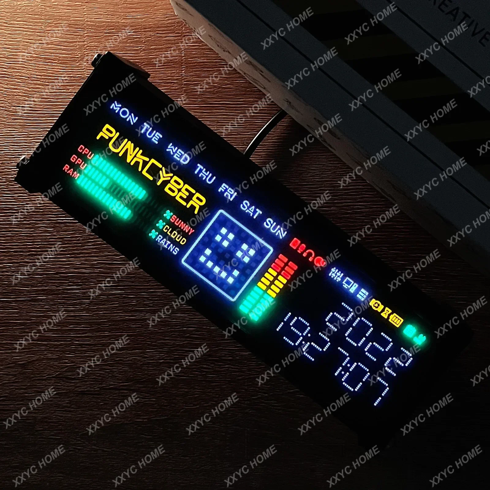 WFD Retro Electronic Tube Clock Pseudo-Fluorescent MatrixSpectrum Function Desktop Decorations