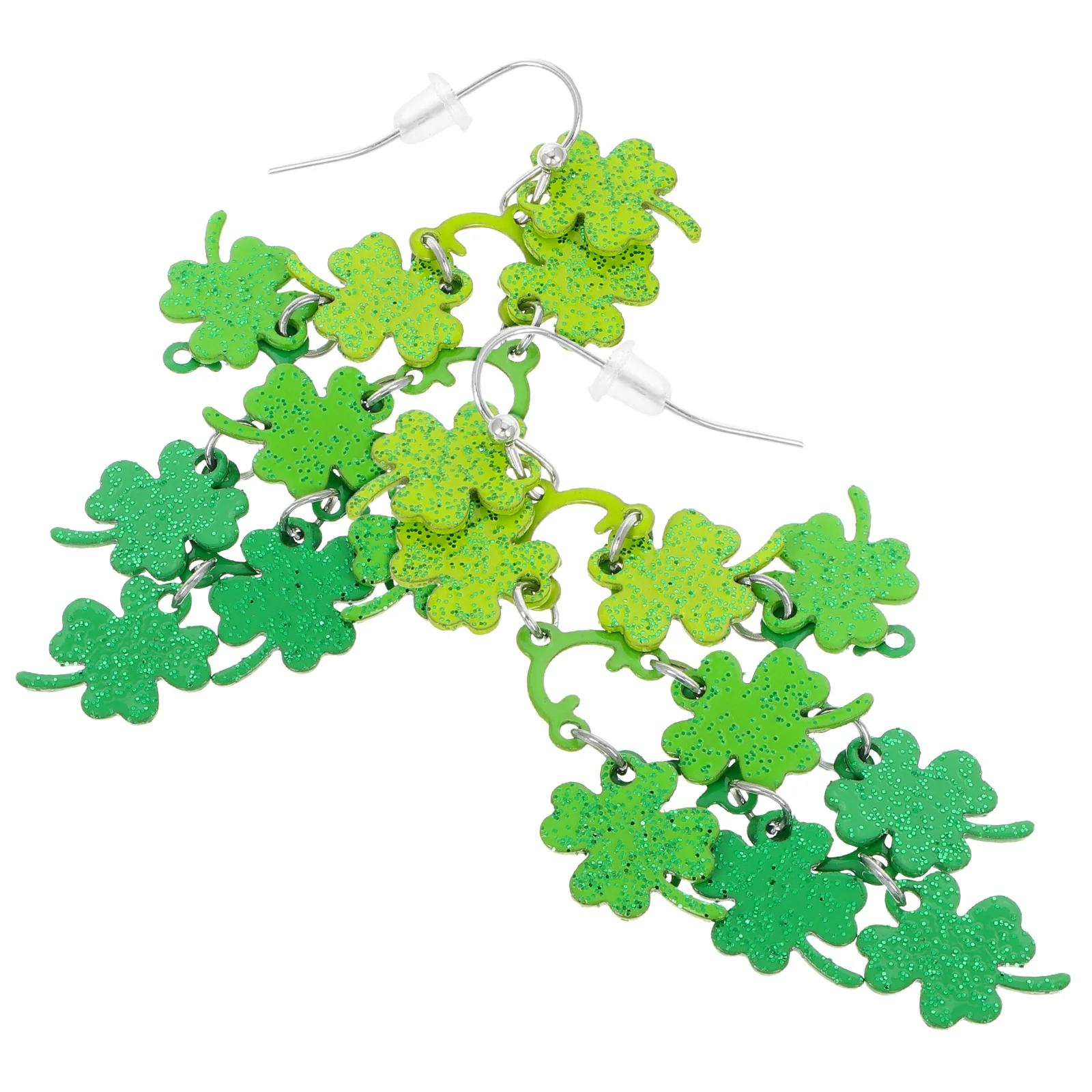 

Four-leaf Diamond Earrings Irish Festival Desktop Holiday Dangle Alloy Funny Jewelry Enamel Green