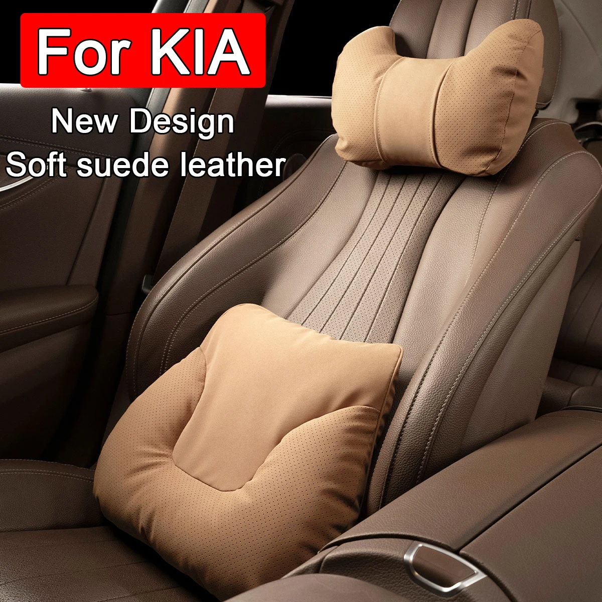 Car Headrest Suede Car Neck Pillow Soft Seat Support Comfort Lumbar Pillow For KIA Sportage R GT Stinger Sorento Ceed Cerato