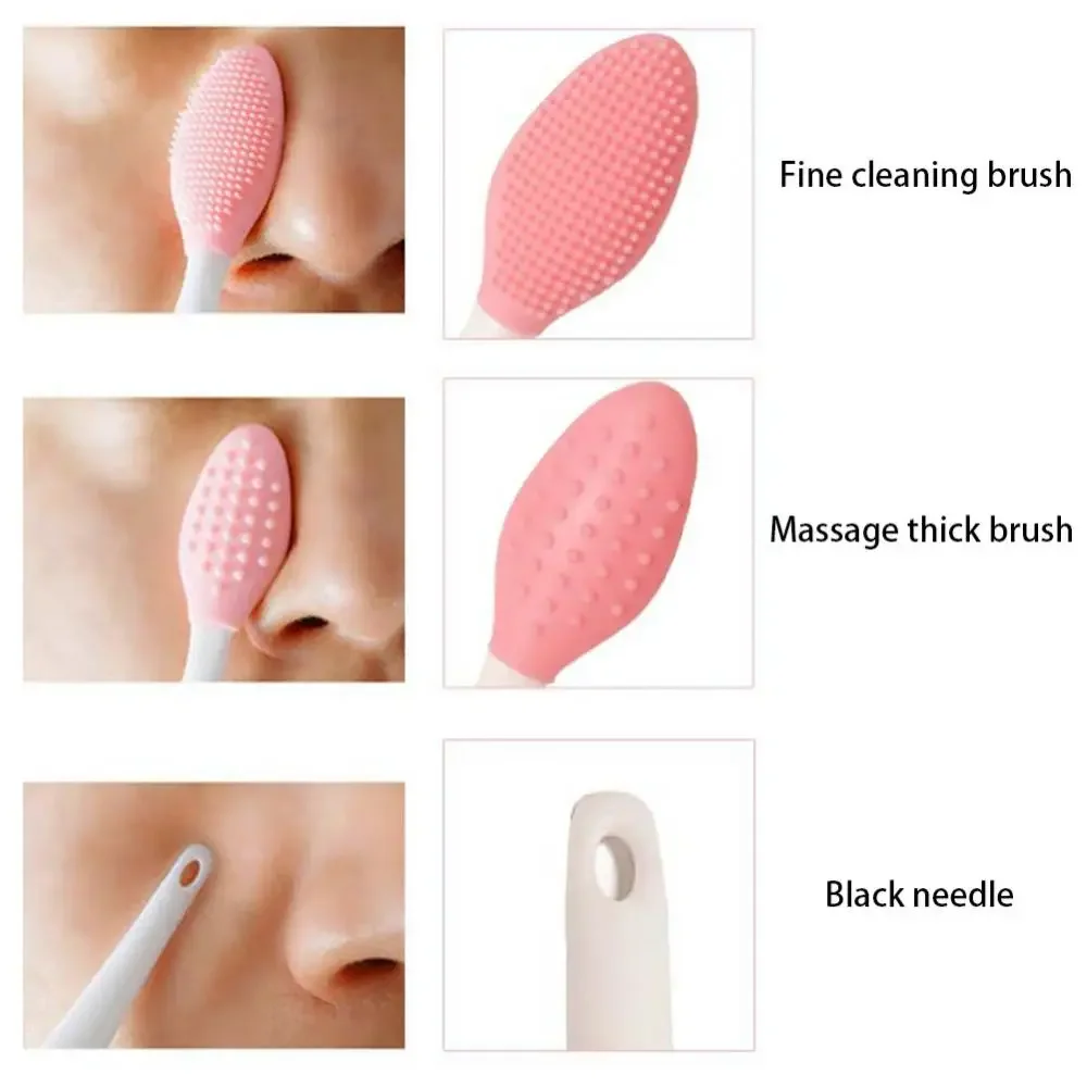 1PC/4PCS Beauty Skin Care Wash Face Silicone Brush Exfoliating Nose Clean Blackhead Removal Brushes Tools With Replacement Head