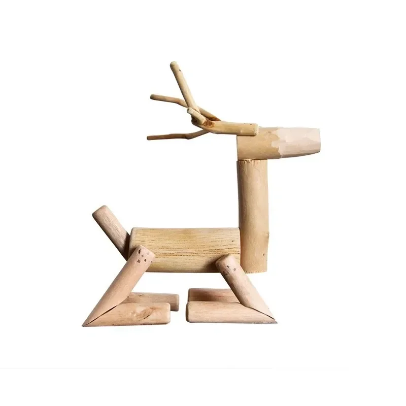 Handmade wooden deer ornaments, home decorations, wine cabinets, TV cabinets, crafts, creative gifts