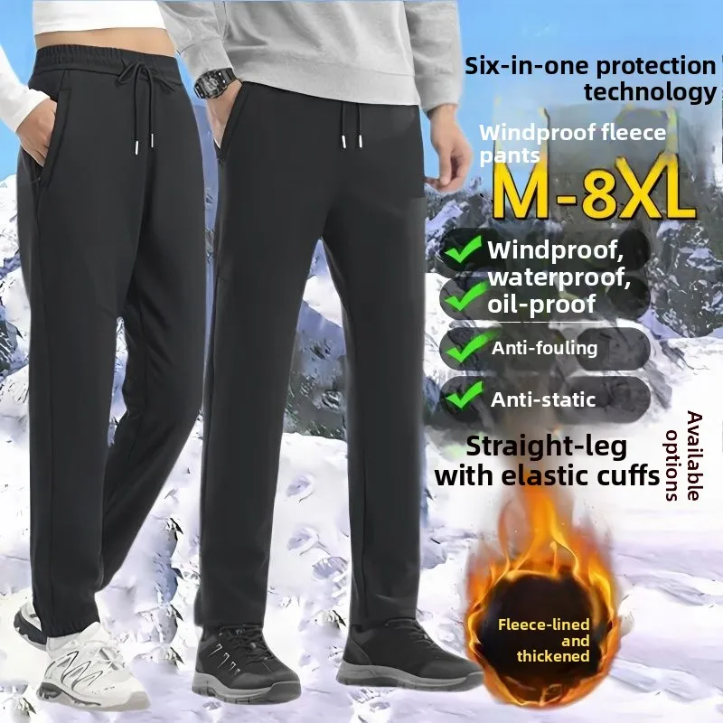 

Men's plus Size Fce Lined Thiened Sports Pants Bla Casual Straight Leg Long Trousers Autumn Winter New Sle Comfortab...