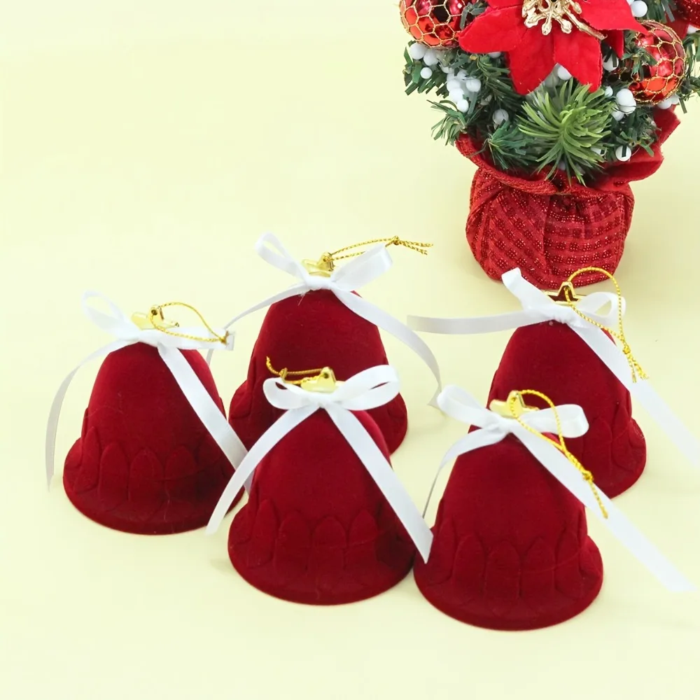 Wedding Christmas Jewelry Box Storage Mini Crown Snowflake Bell Rings Box Romantic Anti-collision Flannel Jewelry Organizer