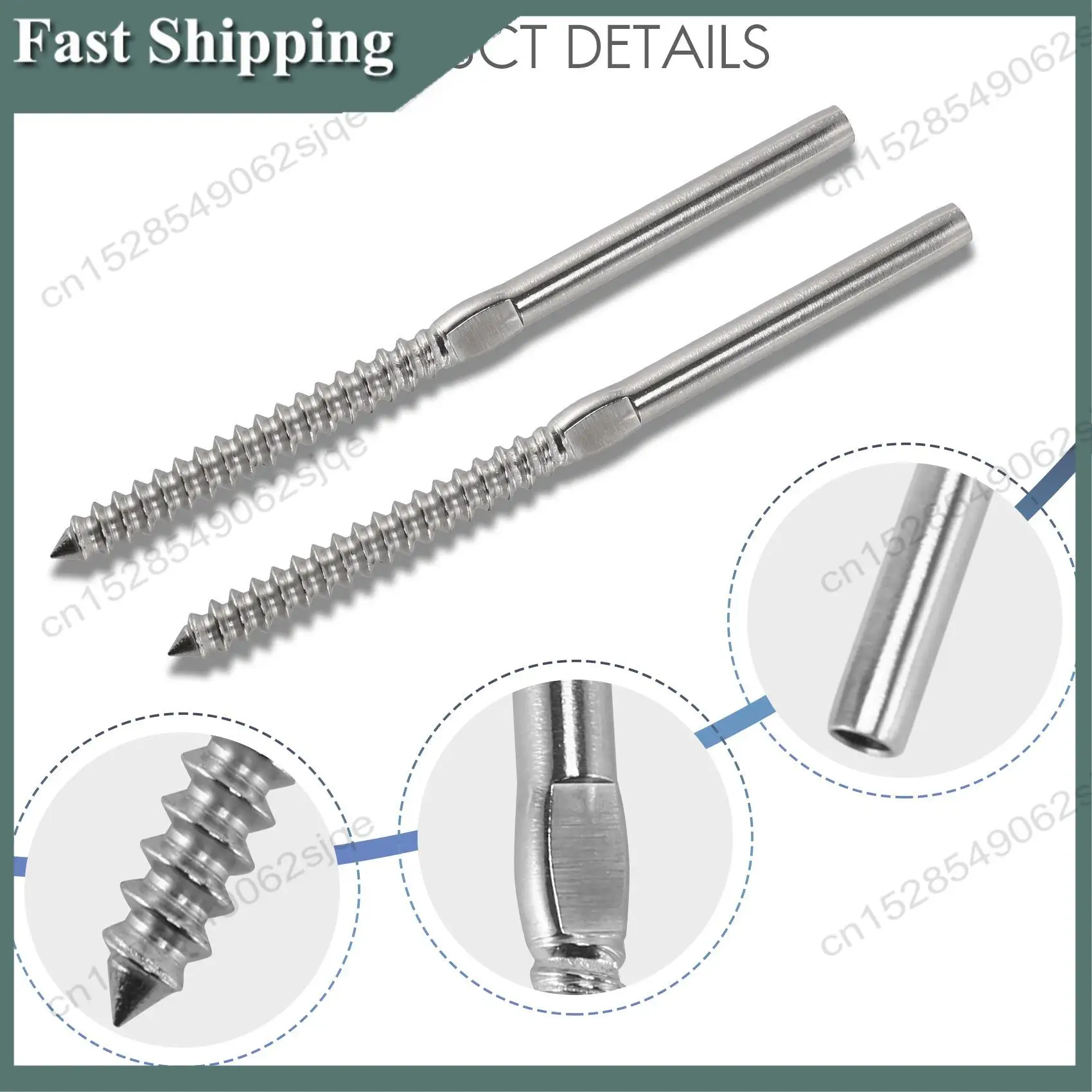 

-ABKM 30 Pairs Left&Right Hand Thread Lag Screws For 1/8 Inch Cable Railing Stair Deck Railing For Wood Post Lag Screw Swage Sys