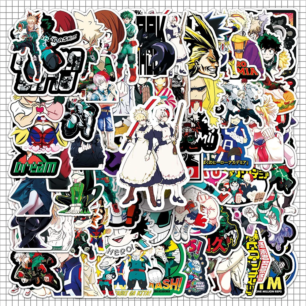 

10/30/50/100pcs Anime My Heroes Academy Stickers Decals for Kid Toy Graffiti Bike Car Luggage Cool Cartoon Sticker Wholesale