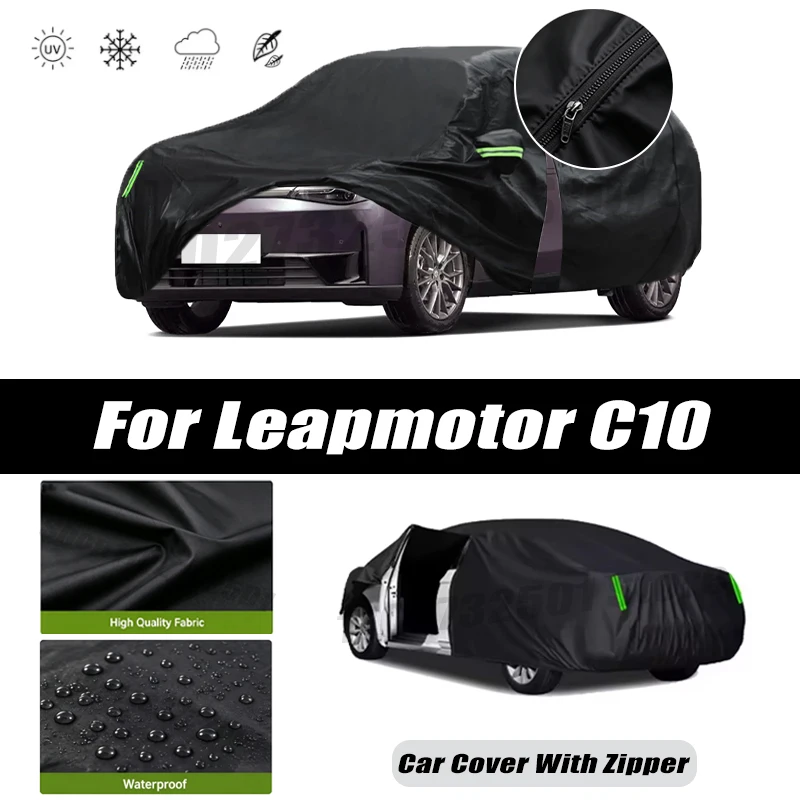 For Leapmotor C10 Car Covers Outdoor Waterproof Sun Rain Snow Protection UV Car Zipper Design Car Cover Accessories