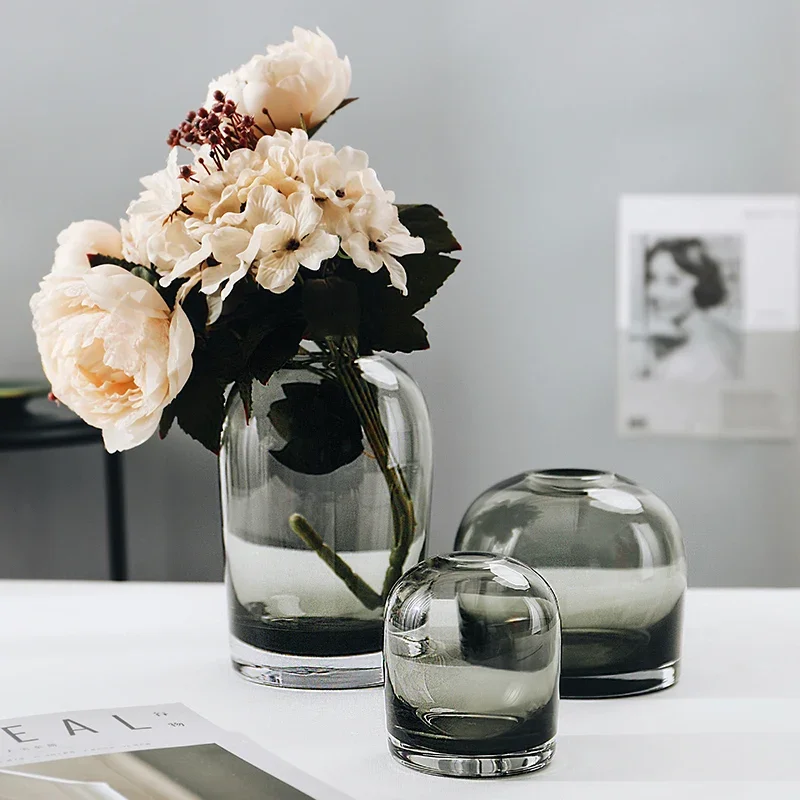 Glass vase ornament, modern simple living room flower arrangement