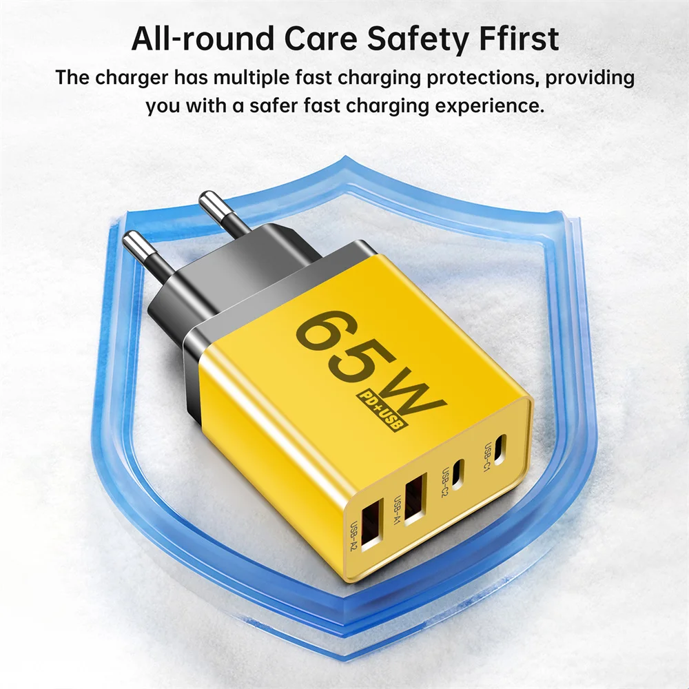 고속 충전 3.0 여행용 USB 충전기, 휴대폰 벽 어댑터, 아이폰, 삼성, 샤오미, 화웨이, 타입 C, 65W