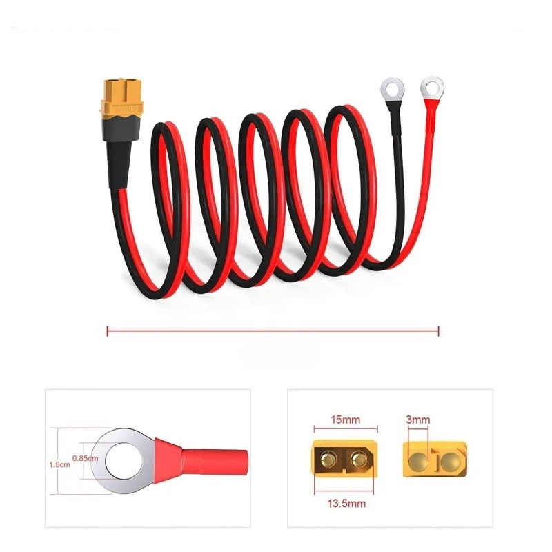 XT60H-F Connector to M8 O-Ring Cable Suitable for Remote Control Batteries Solar Energy Portable Power Supplies and Solar Panels