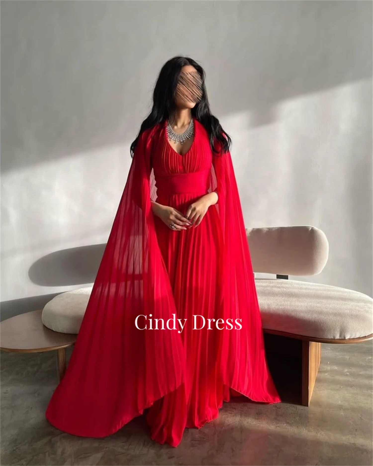 

Cindy Ball Gown Red Chiffon Grace Eid Al-fitr Womens Dresses Evening 2024 Formal Dress Cocktail Women's Elegant Luxurious Party