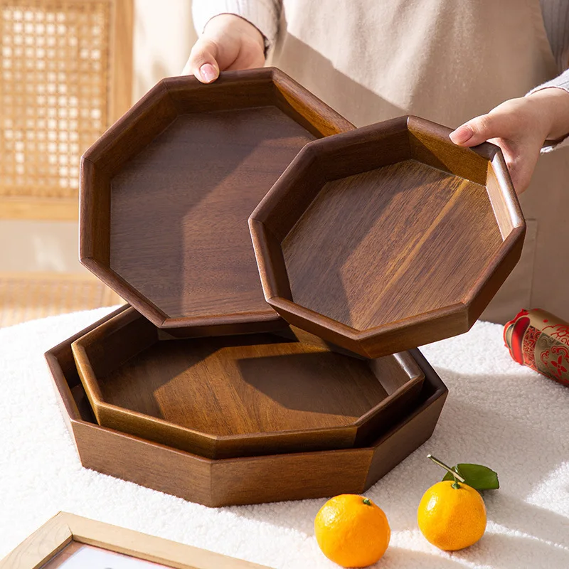 Solid wood star anise dried fruit box household light luxury nut tray snack candy place storage box pendulum