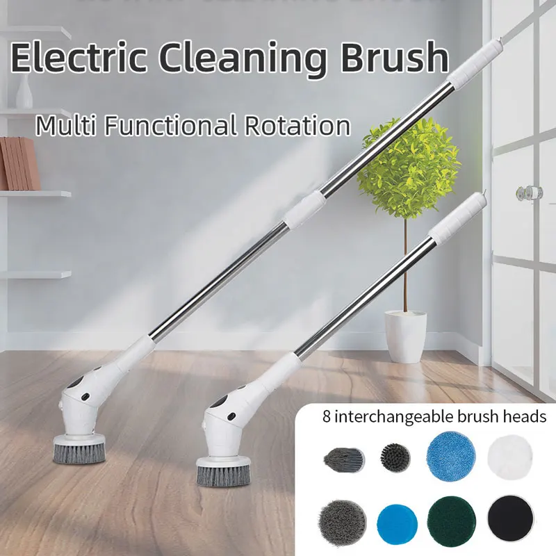 8in1Multifunctional Electric Cleaning Brush,USB Rechargeable Household Bathroom Toilet Kitchen Ceiling Floor Flat Window Cleaner