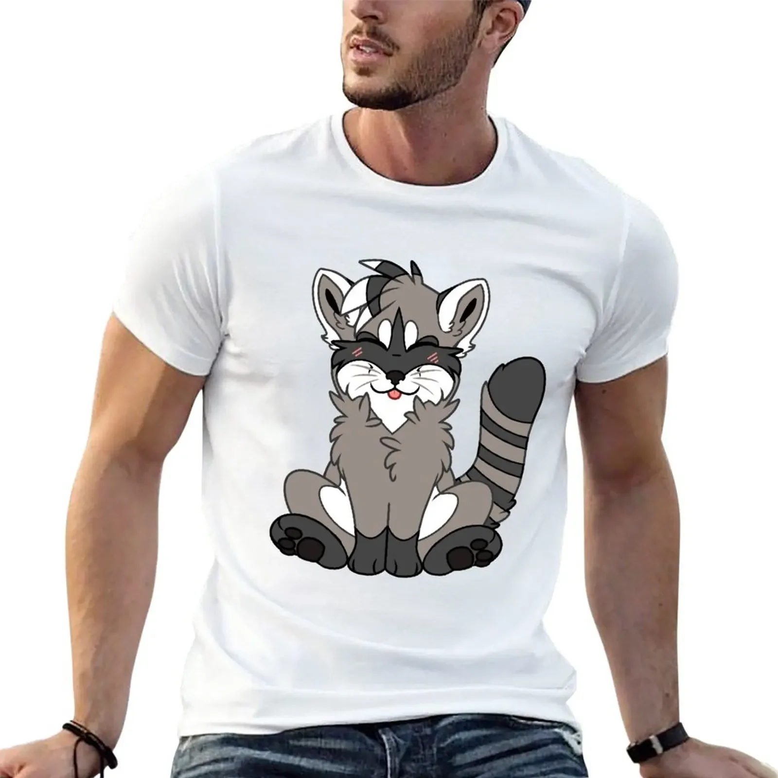 New Cute Chibi Raccoon T-Shir Tee shir oversized  shirs cusomized   anime clohes funny   for men