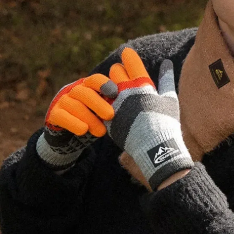 Gebreide Gewatteerde Handschoenen voor Mannen, Antislip, Touchscreen, Wollen, Warm, Vissen, Fietsen, Outdoor, Koud, Winter