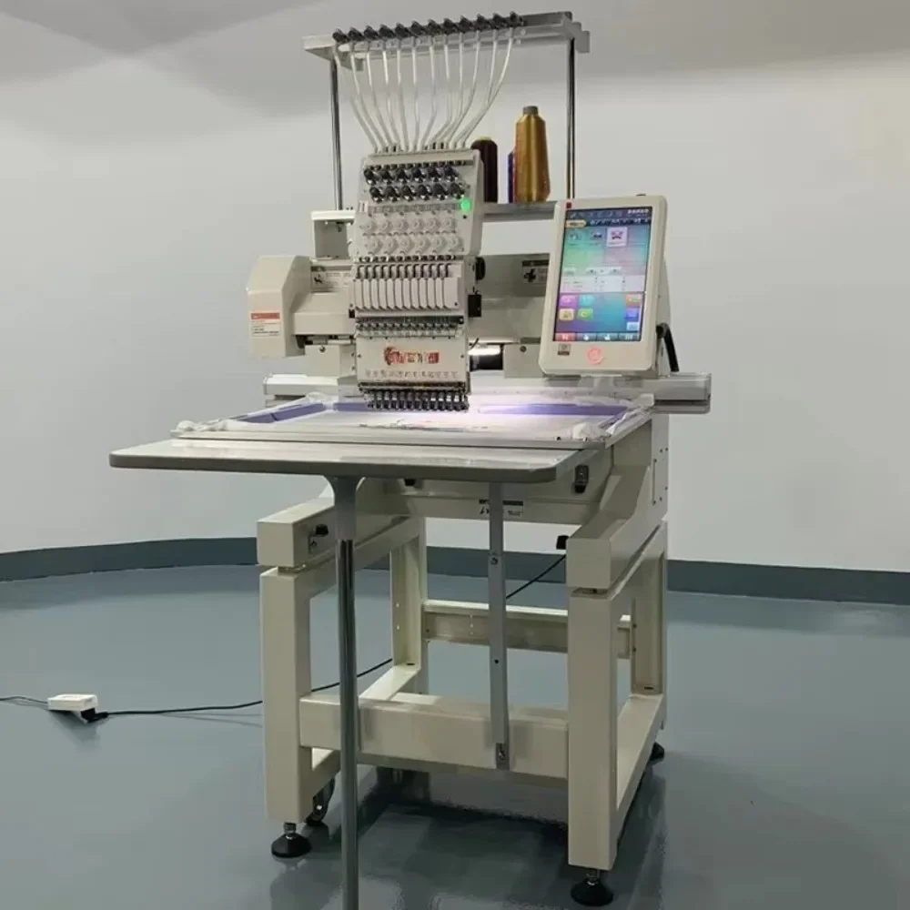 maquina de bordado single head embroidery machine computer logo hat flat t-shirt embroidery machine 15 needle machine a broder