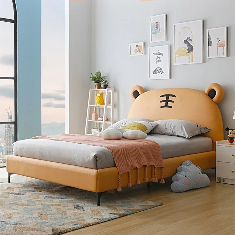 

Новинка 2022 года, детская кровать с милым тигром для мальчиков, 1,5 метра, современная односпальная кровать для подростков, кровать с тигром для маленькой девочки