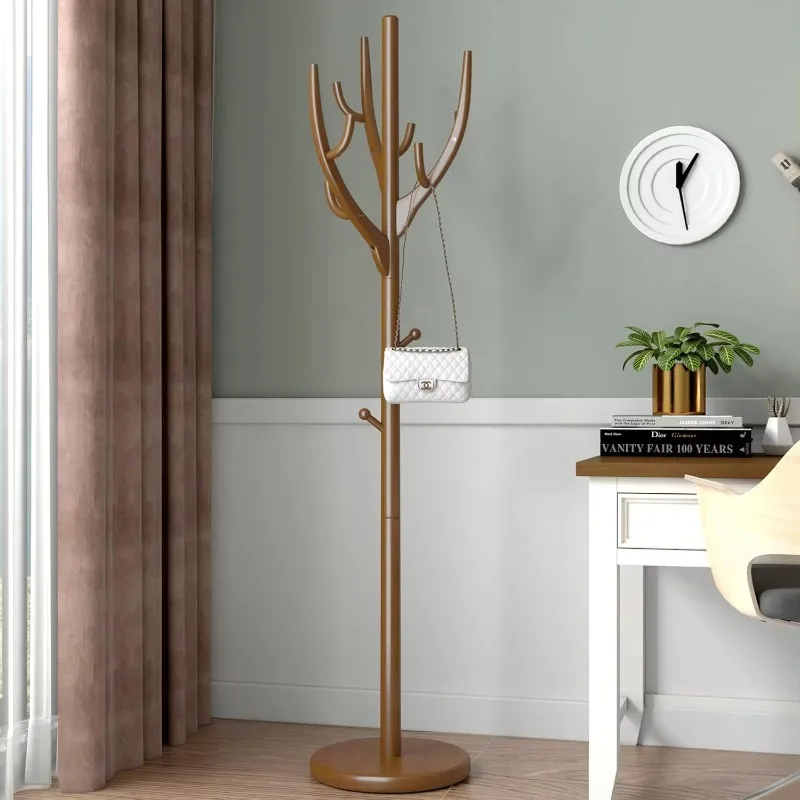 Coat Rack Stand Freestanding Wood Coat Tree Hall Tree Nature Inspired Tree Branch-look Standing Coat Rack for Hallway