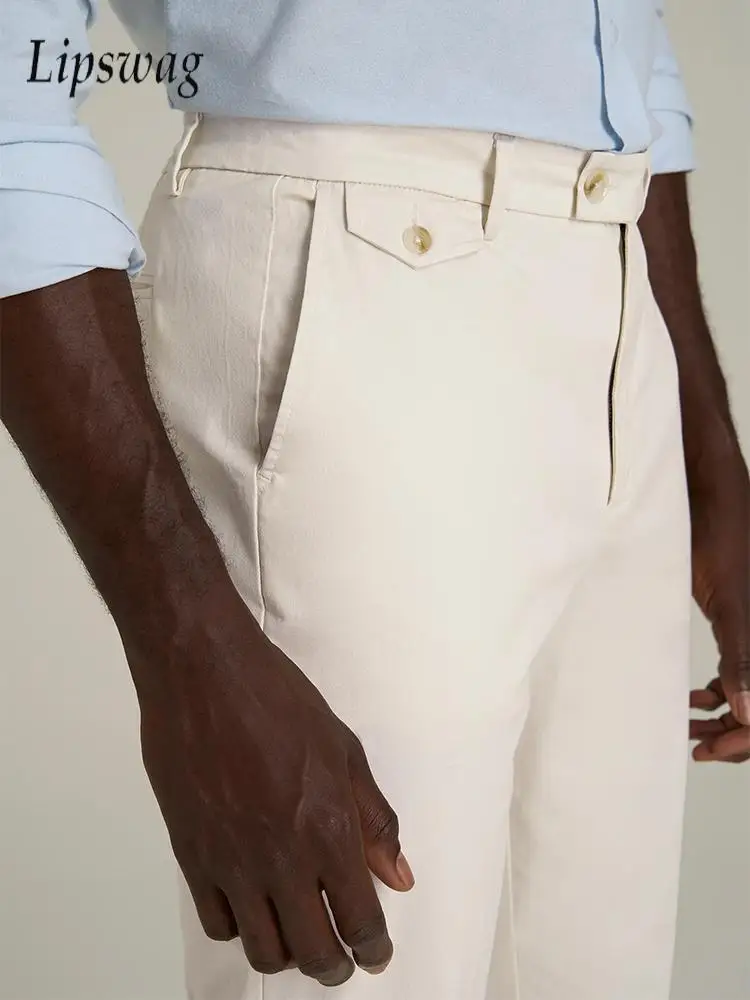 

Spring Autumn Fashionable Men's Suit Trousers Business Office Casual Solid Color Pants Men Vintage Textured Pleated Waist Pants
