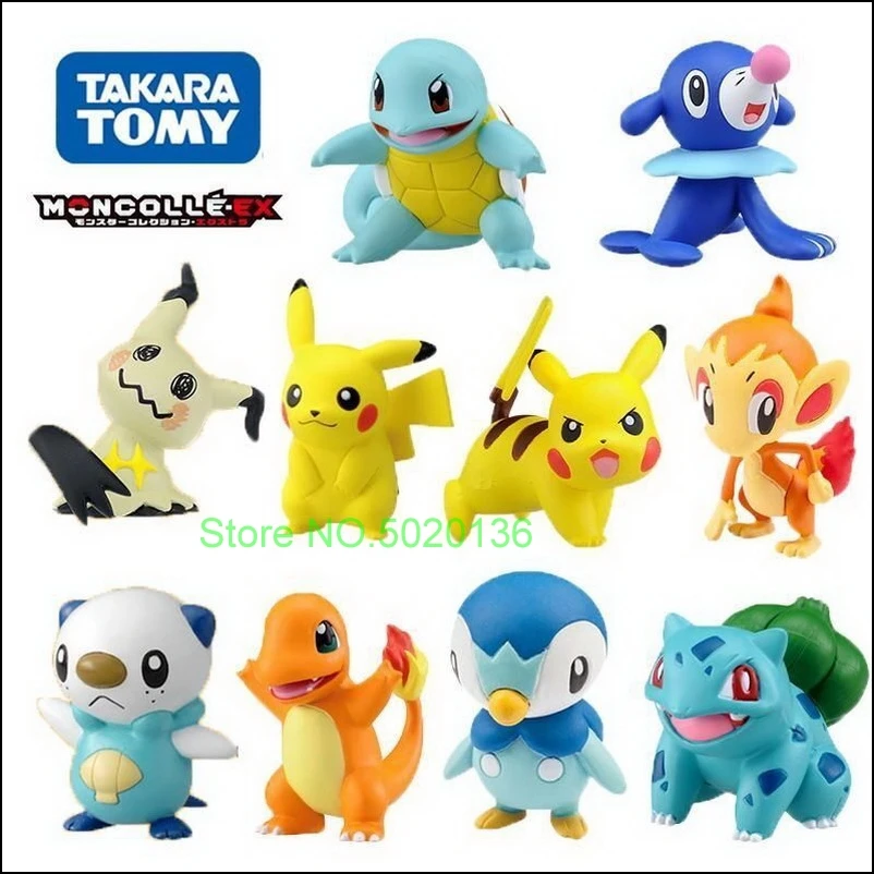 New Arrive Pokemon Action Figures Eevee Anime Bulbasaur Sun Moon Pikachu Charizard EX Squirtle Rowlet Mewtwo Model Snorlax Toy