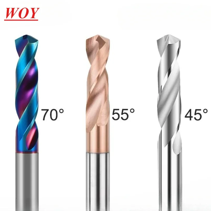 WOY HRC45 HRC55 HRC65 2F Tungsten steel Carbide Drill Bits For CNC Machine Engraving Machine Twist Drill Bit Tools 1.0-18mm