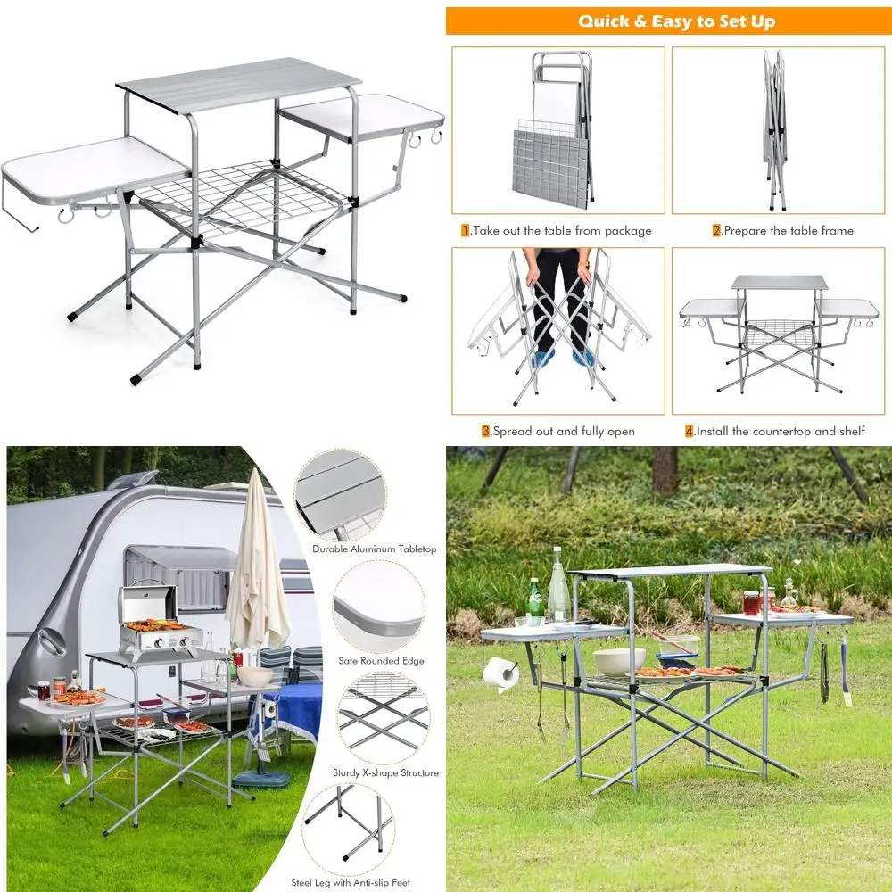 

Портативный походный гриль-стол на 26 предметов с сумкой для переноски, идеально подходит для приготовления пищи на природе, пикников и путешествий на автодомах