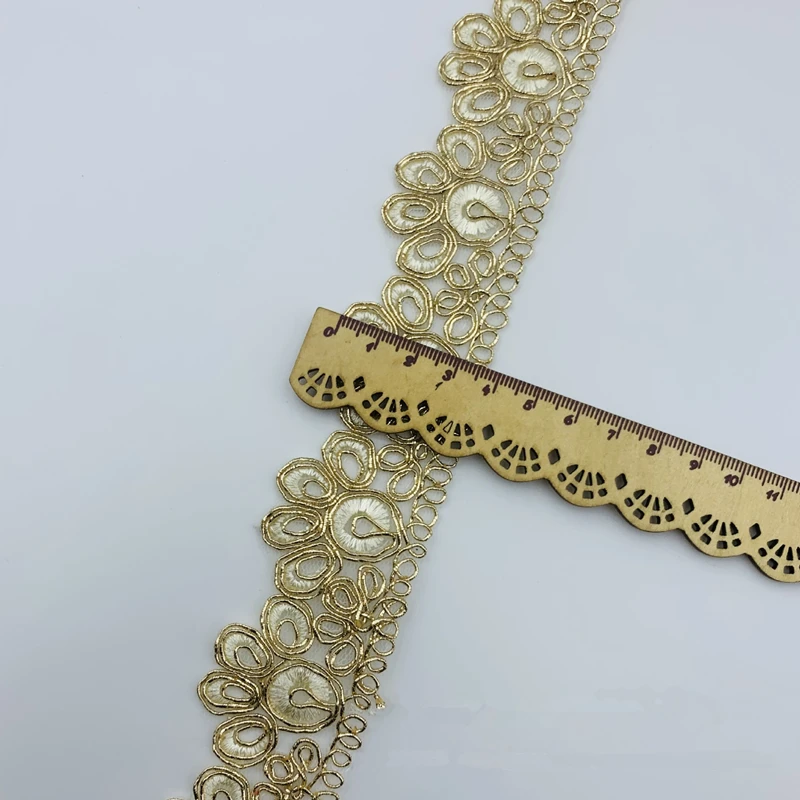 5yards Cat Claw Mesh Embroidery Ethnic Lace Wedding Embroidery DIY Hand-stitched Gold thread Lace Ribbon Sewing Supplies Crafts