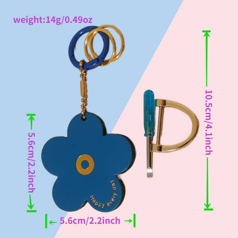 Small flower car keychain decoration floret pendant made of genuine leather