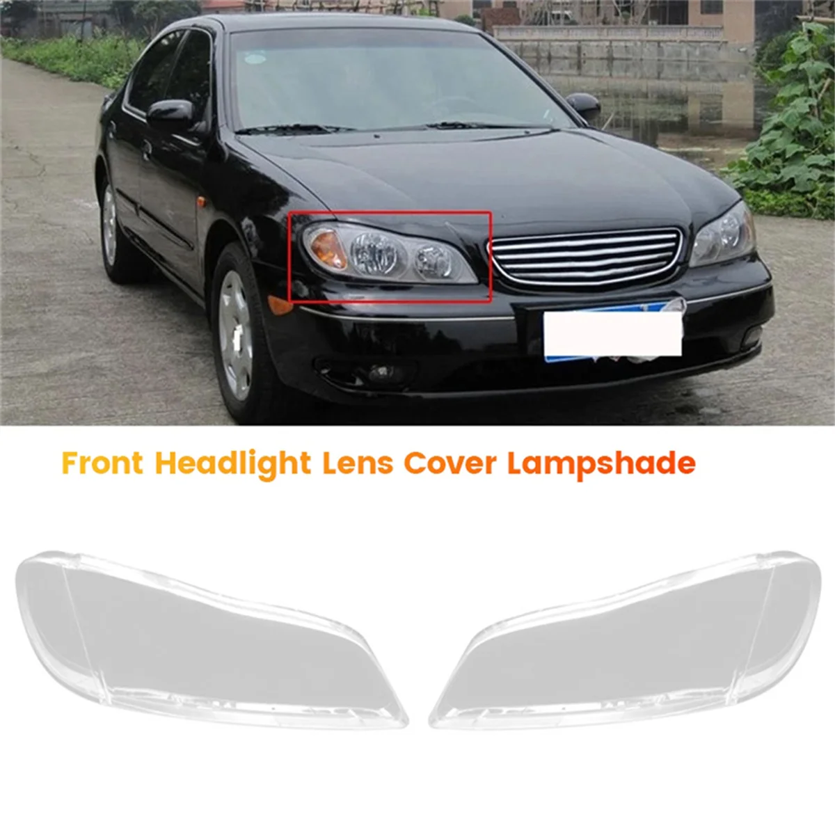 1Pair Front Headlight Lens Cover for Cefiro A33 2000-2004 Car Lamp Shell Transparent Lampshade Dust Cover